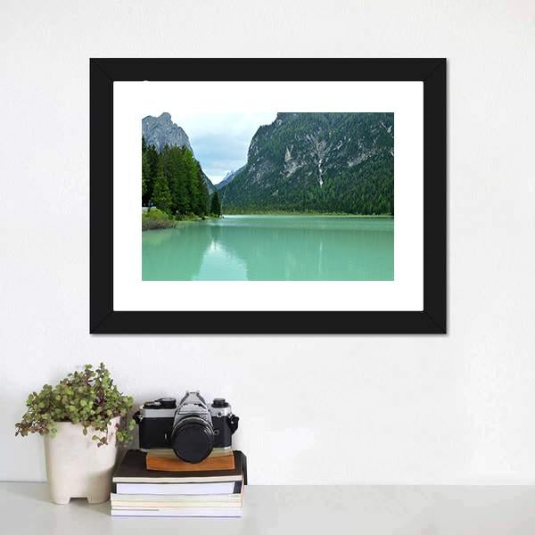 Lake Braies Canvas Wall Art-3 Horizontal-Gallery Wrap-25" x 16"-Tiaracle