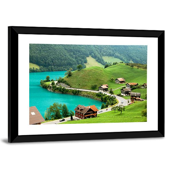 Lake Brienz During Spring Canvas Wall Art-3 Horizontal-Gallery Wrap-25" x 16"-Tiaracle
