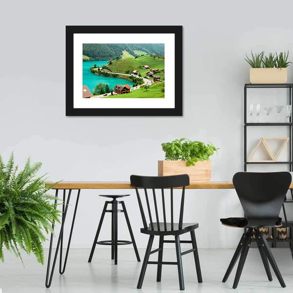 Lake Brienz During Spring Canvas Wall Art-3 Horizontal-Gallery Wrap-25" x 16"-Tiaracle