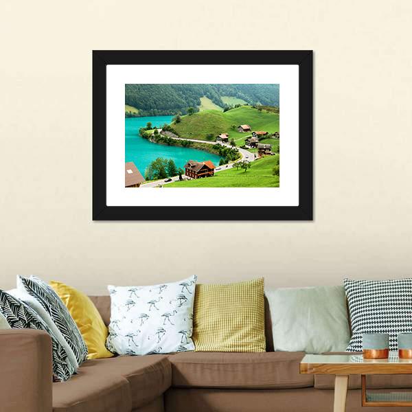Lake Brienz During Spring Canvas Wall Art-5 Horizontal-Gallery Wrap-22" x 12"-Tiaracle