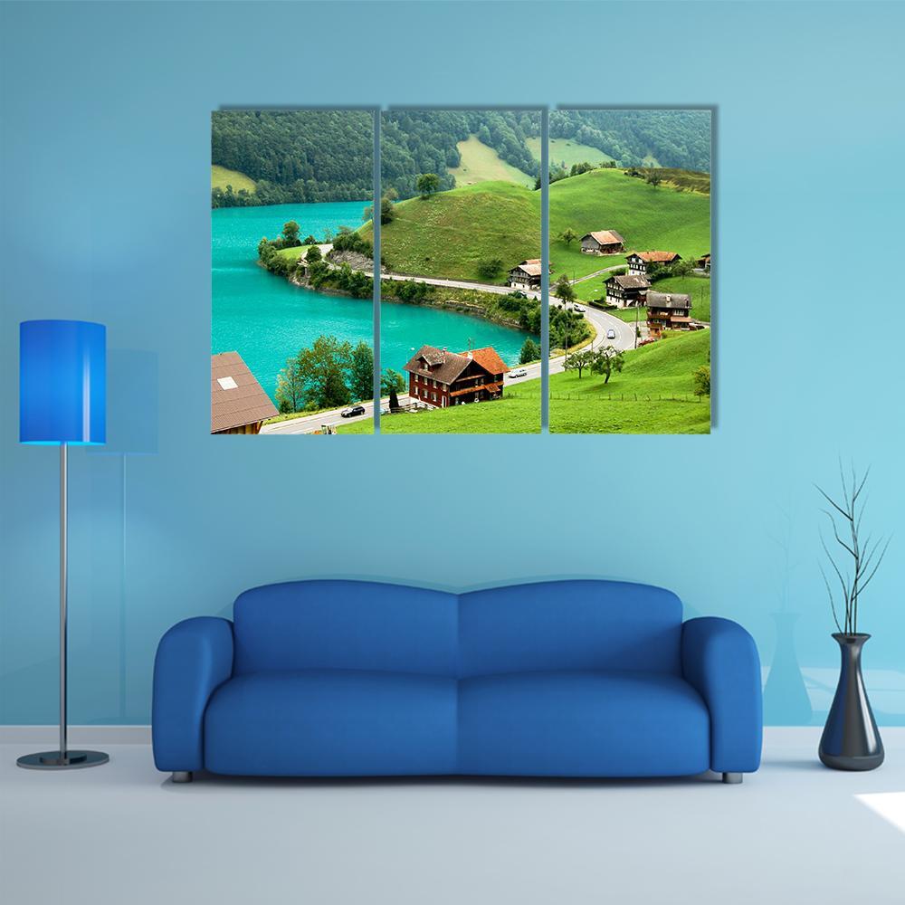 Lake Brienz During Spring Canvas Wall Art-3 Horizontal-Gallery Wrap-37" x 24"-Tiaracle