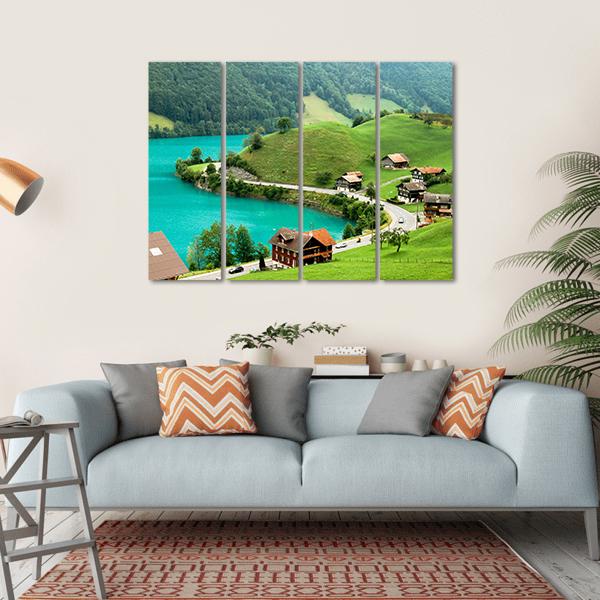 Lake Brienz During Spring Canvas Wall Art-4 Horizontal-Gallery Wrap-34" x 24"-Tiaracle