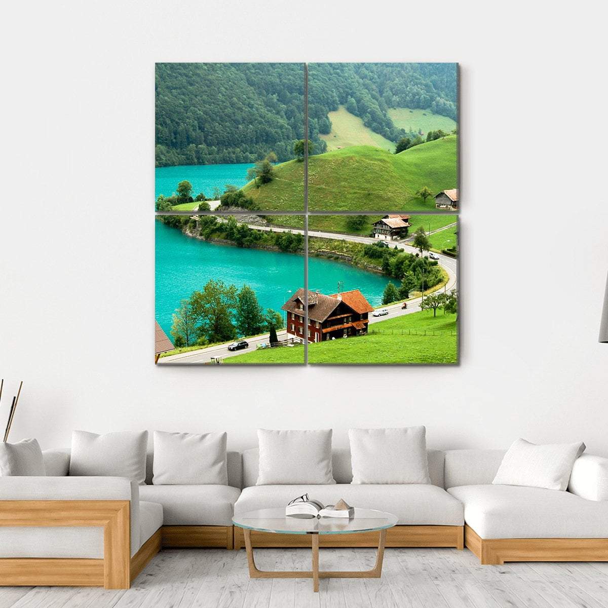 Lake Brienz During Spring Canvas Wall Art-4 Square-Gallery Wrap-17" x 17"-Tiaracle