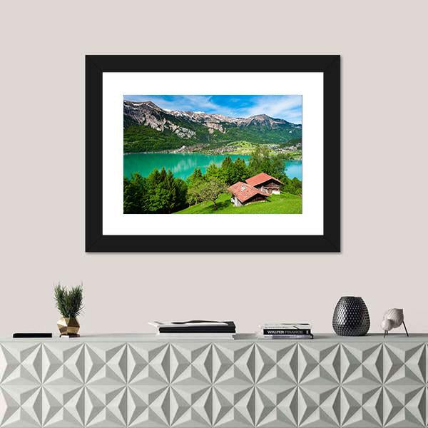 Lake Brienz Switzerland Canvas Wall Art-1 Piece-Framed Print-20" x 16"-Tiaracle