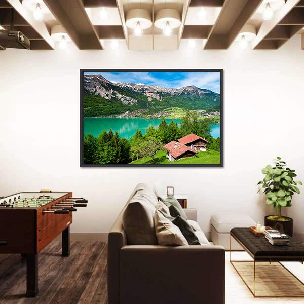 Lake Brienz Switzerland Canvas Wall Art-5 Horizontal-Gallery Wrap-22" x 12"-Tiaracle