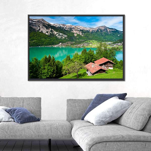 Lake Brienz Switzerland Canvas Wall Art-5 Horizontal-Gallery Wrap-22" x 12"-Tiaracle