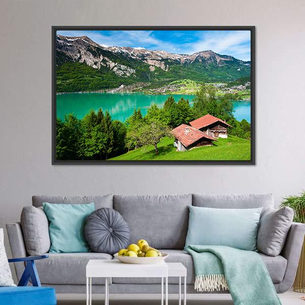 Lake Brienz Switzerland Canvas Wall Art-3 Horizontal-Gallery Wrap-25" x 16"-Tiaracle