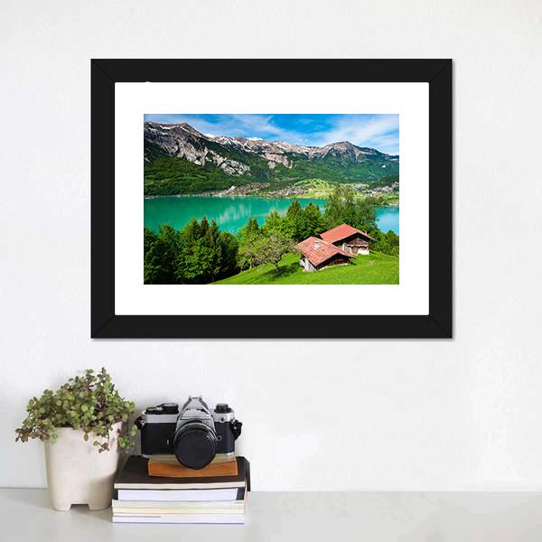 Lake Brienz Switzerland Canvas Wall Art-1 Piece-Framed Print-20" x 16"-Tiaracle