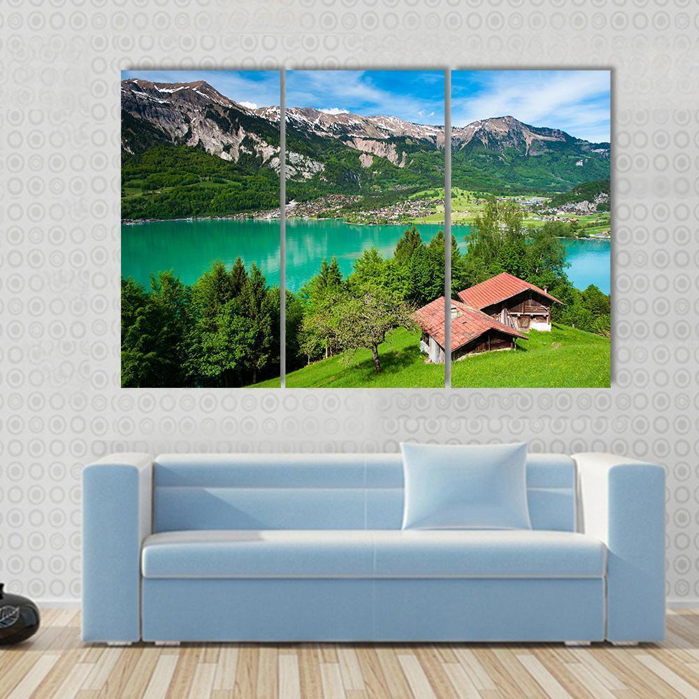 Lake Brienz Switzerland Canvas Wall Art-5 Star-Gallery Wrap-62" x 32"-Tiaracle