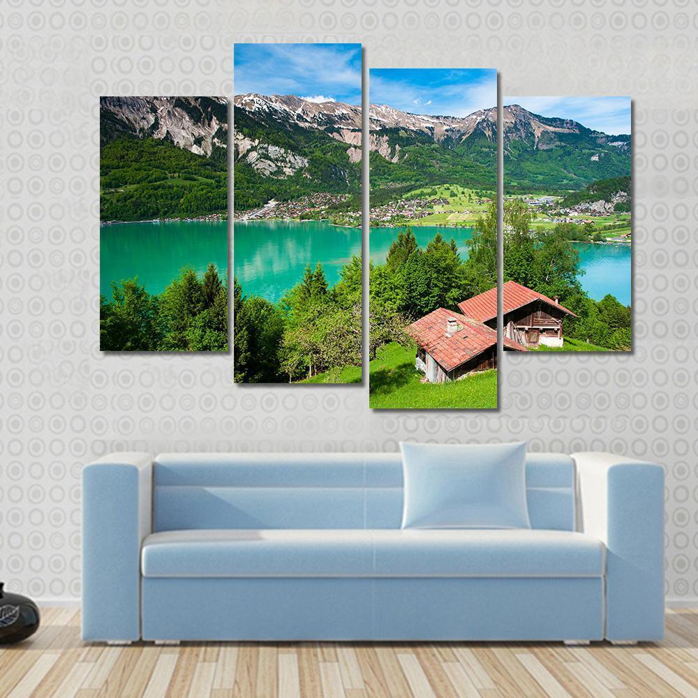 Lake Brienz Switzerland Canvas Wall Art-4 Pop-Gallery Wrap-50" x 32"-Tiaracle