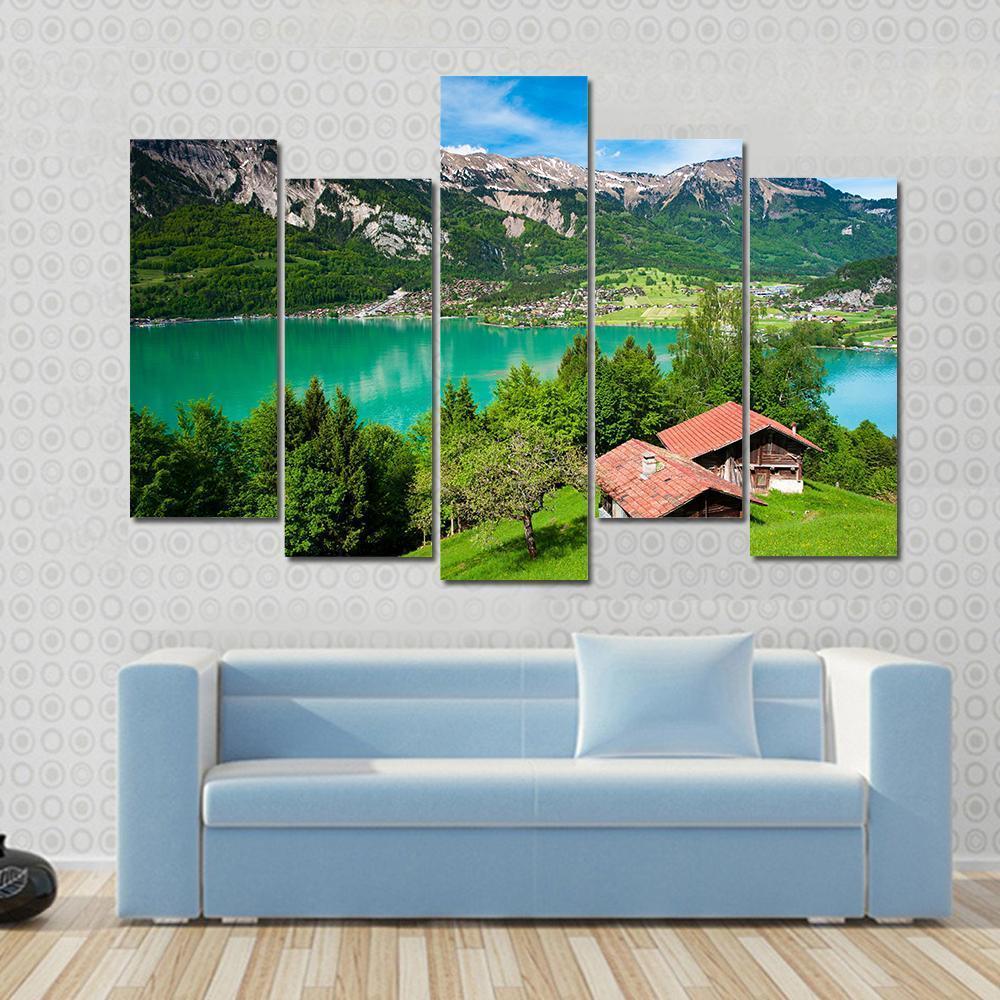 Lake Brienz Switzerland Canvas Wall Art-5 Pop-Gallery Wrap-47" x 32"-Tiaracle