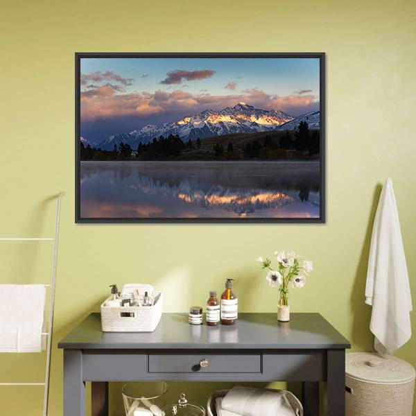 Lake Camp New Zealand Canvas Wall Art-1 Piece-Floating Frame-24" x 16"-Tiaracle