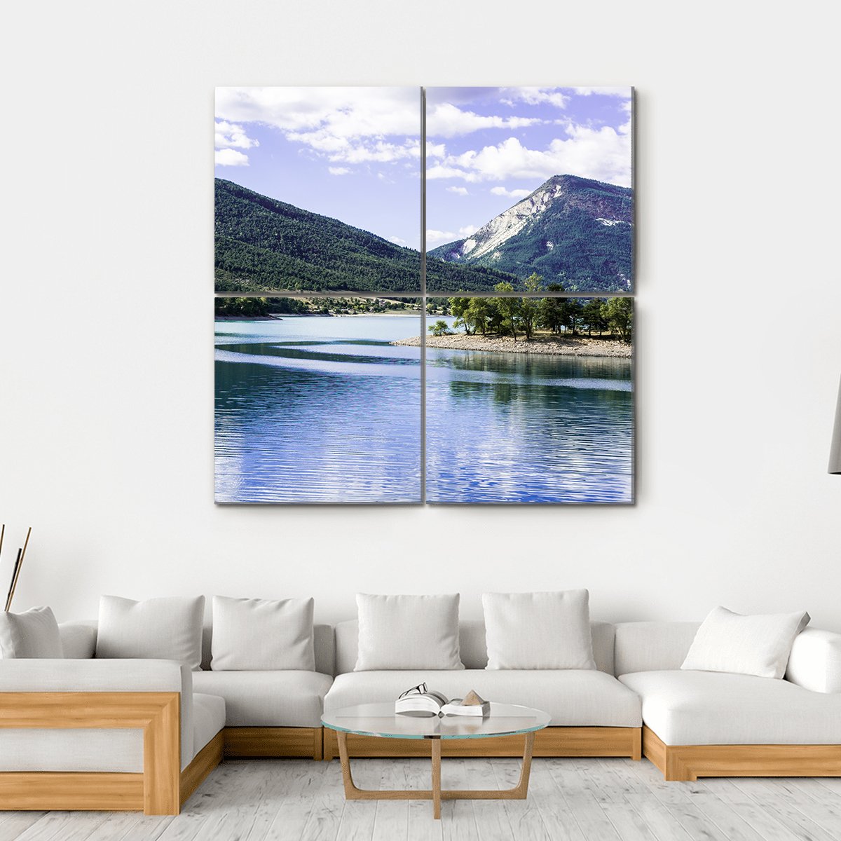 Lake Castillon France Canvas Wall Art-4 Square-Gallery Wrap-17" x 17"-Tiaracle