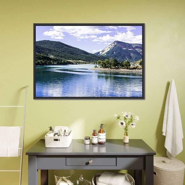 Lake Castillon France Canvas Wall Art-1 Piece-Floating Frame-24" x 16"-Tiaracle