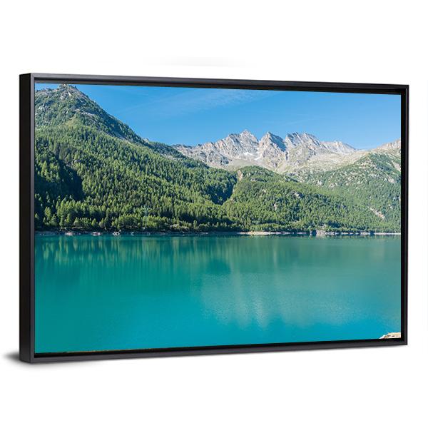 Lake Ceresole Canvas Wall Art-3 Horizontal-Gallery Wrap-25" x 16"-Tiaracle