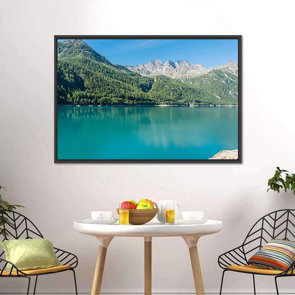 Lake Ceresole Canvas Wall Art-3 Horizontal-Gallery Wrap-25" x 16"-Tiaracle