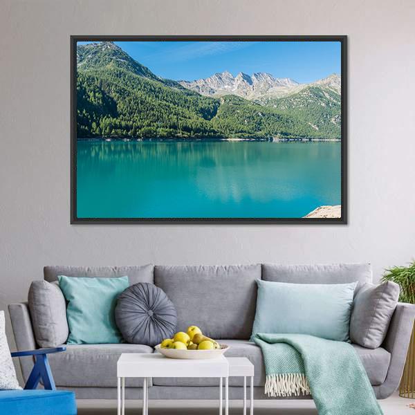 Lake Ceresole Canvas Wall Art-3 Horizontal-Gallery Wrap-25" x 16"-Tiaracle