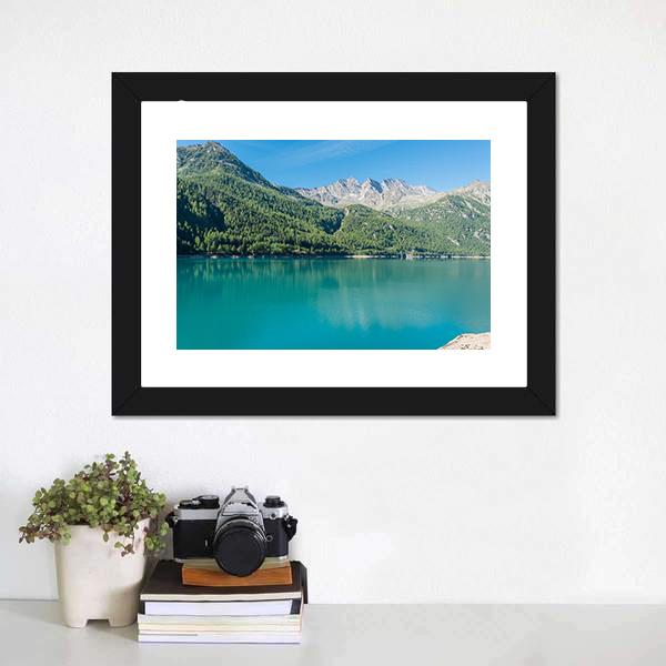 Lake Ceresole Canvas Wall Art-1 Piece-Framed Print-20" x 16"-Tiaracle