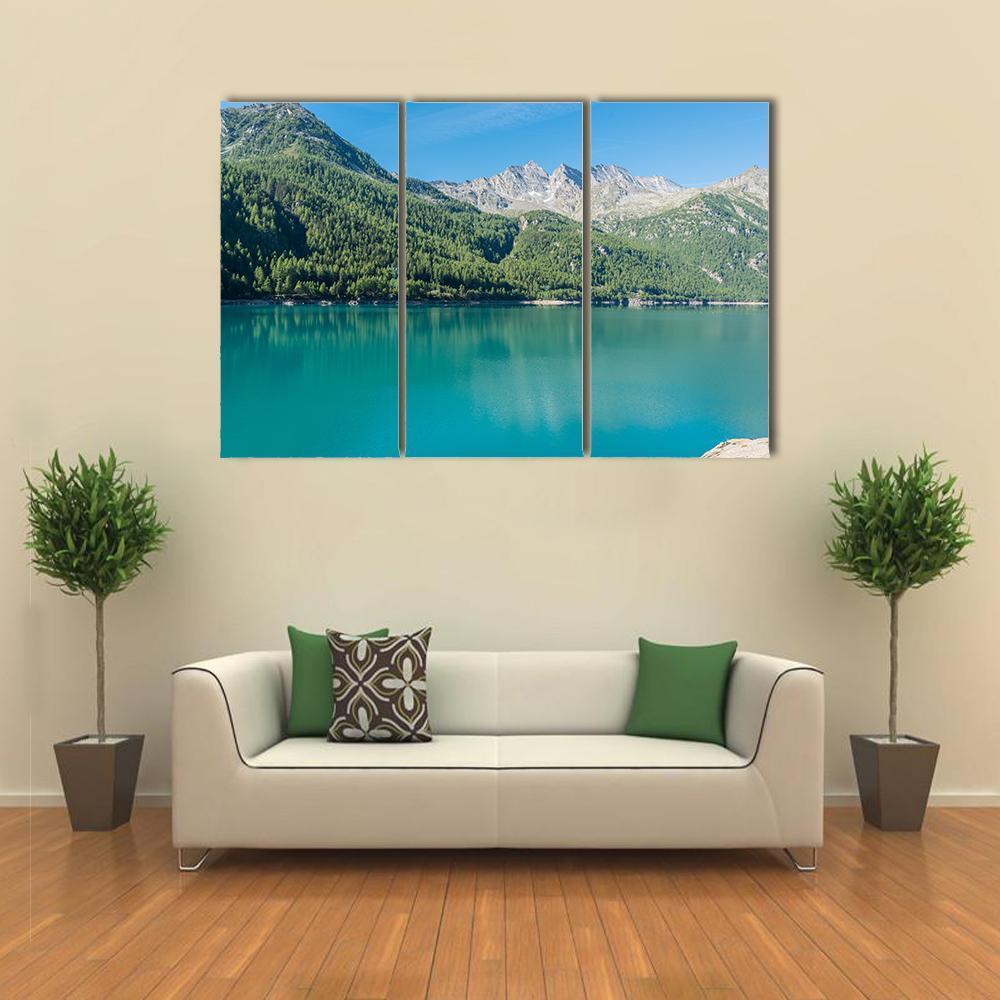 Lake Ceresole Canvas Wall Art-3 Horizontal-Gallery Wrap-37" x 24"-Tiaracle