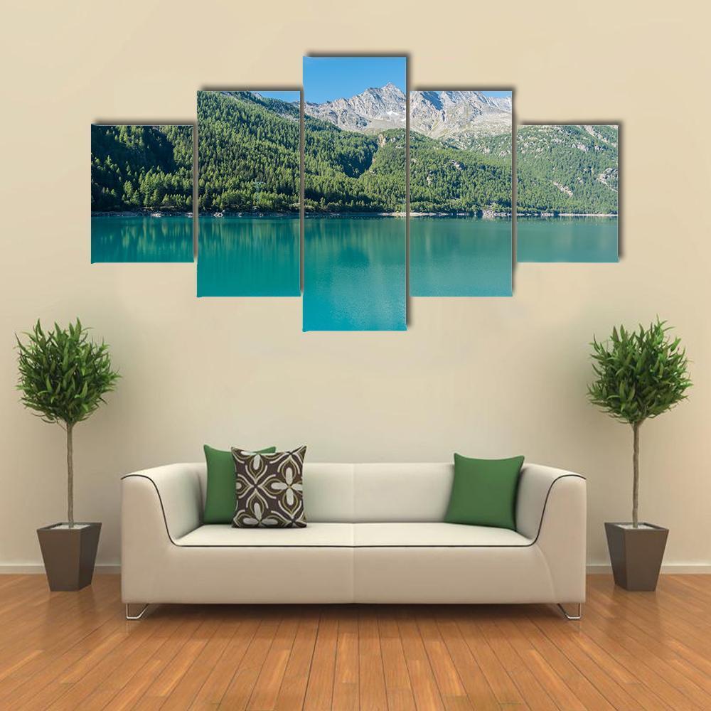 Lake Ceresole Canvas Wall Art-5 Star-Gallery Wrap-62" x 32"-Tiaracle