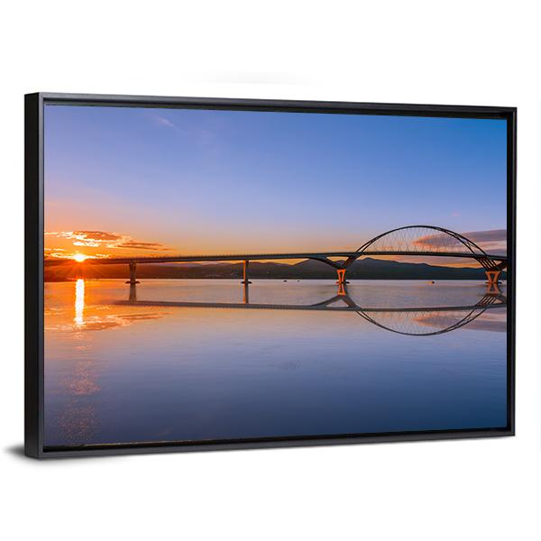 Lake Champlain Across Bridge Canvas Wall Art-3 Horizontal-Gallery Wrap-25" x 16"-Tiaracle