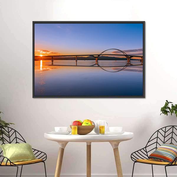 Lake Champlain Across Bridge Canvas Wall Art-3 Horizontal-Gallery Wrap-25" x 16"-Tiaracle