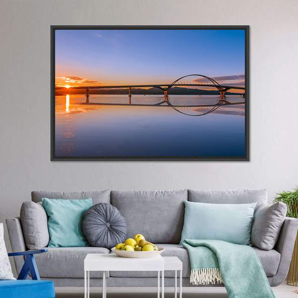 Lake Champlain Across Bridge Canvas Wall Art-3 Horizontal-Gallery Wrap-25" x 16"-Tiaracle