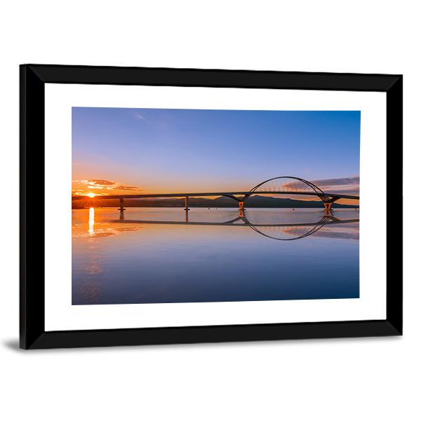Lake Champlain Across Bridge Canvas Wall Art-3 Horizontal-Gallery Wrap-25" x 16"-Tiaracle