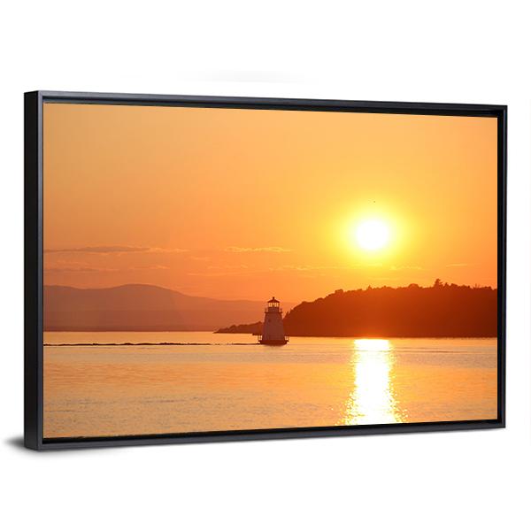 Lake Champlain At Sunset Canvas Wall Art-3 Horizontal-Gallery Wrap-25" x 16"-Tiaracle