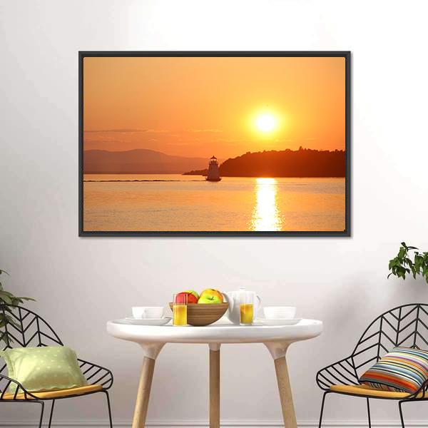 Lake Champlain At Sunset Canvas Wall Art-3 Horizontal-Gallery Wrap-25" x 16"-Tiaracle