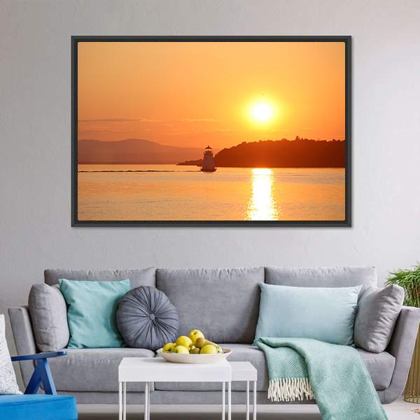 Lake Champlain At Sunset Canvas Wall Art-3 Horizontal-Gallery Wrap-25" x 16"-Tiaracle