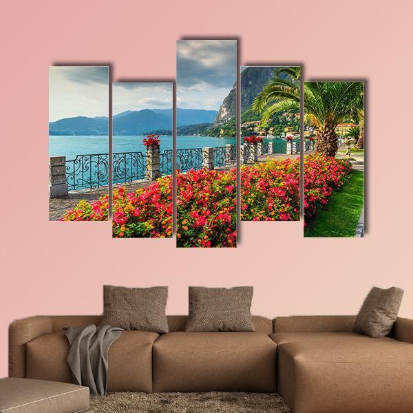 Lake Como In Italy Canvas Wall Art-5 Pop-Gallery Wrap-47&quot; x 32&quot;-Tiaracle