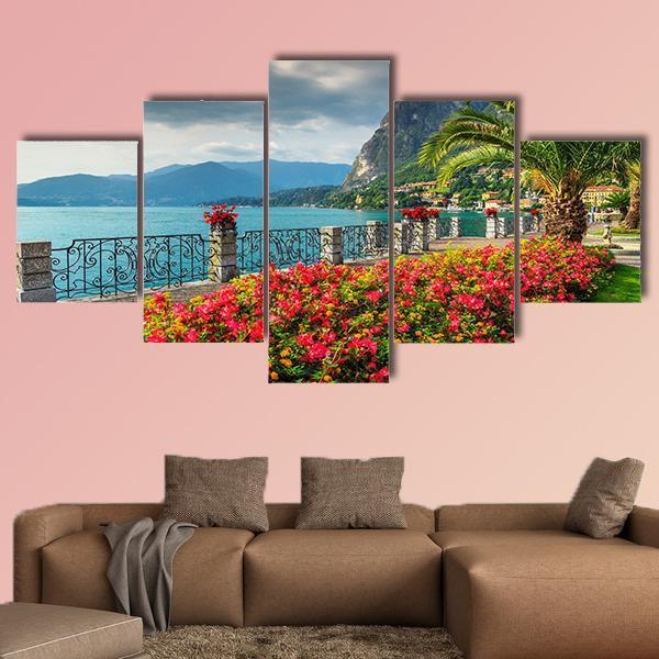 Lake Como In Italy Canvas Wall Art-5 Star-Gallery Wrap-62" x 32"-Tiaracle