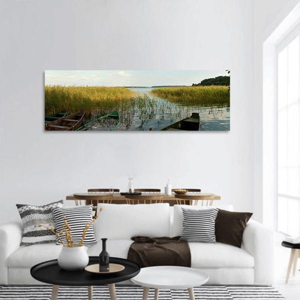 Lake Covered With Grass Panoramic Canvas Wall Art-1 Piece-36" x 12"-Tiaracle