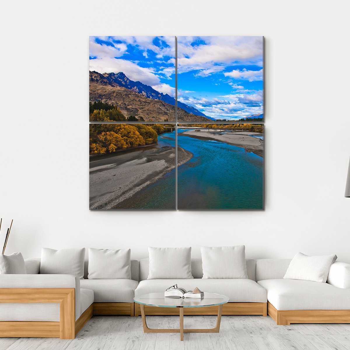 Lake Dunstan Canvas Wall Art-4 Square-Gallery Wrap-17" x 17"-Tiaracle