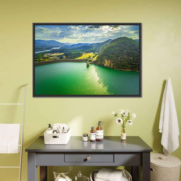 Lake Eildon At Sunset Canvas Wall Art-1 Piece-Floating Frame-24" x 16"-Tiaracle