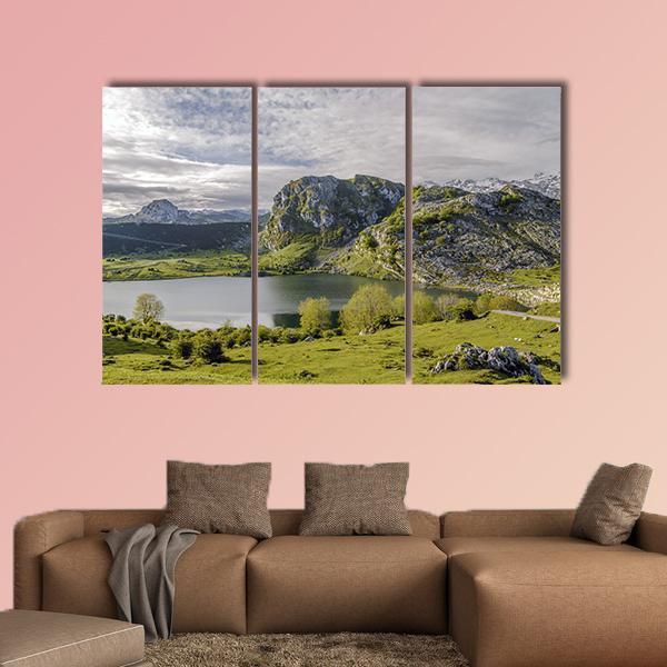 Lake Enol Canvas Wall Art-3 Horizontal-Gallery Wrap-37" x 24"-Tiaracle