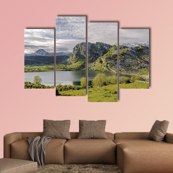 Lake Enol Canvas Wall Art-4 Pop-Gallery Wrap-50" x 32"-Tiaracle