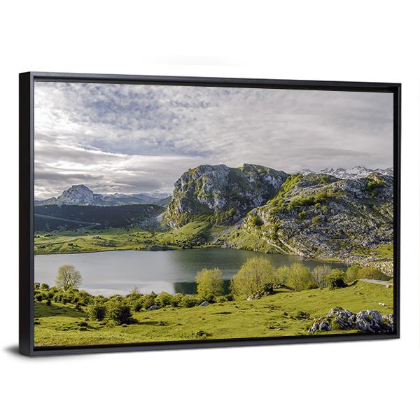 Lake Enol Canvas Wall Art-3 Horizontal-Gallery Wrap-25" x 16"-Tiaracle