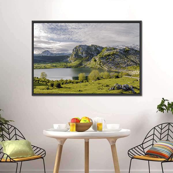 Lake Enol Canvas Wall Art-3 Horizontal-Gallery Wrap-25" x 16"-Tiaracle