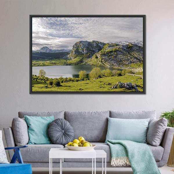 Lake Enol Canvas Wall Art-3 Horizontal-Gallery Wrap-25" x 16"-Tiaracle