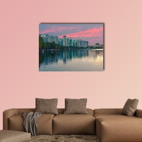 Lake Eola Park Florida Canvas Wall Art-1 Piece-Gallery Wrap-48" x 32"-Tiaracle