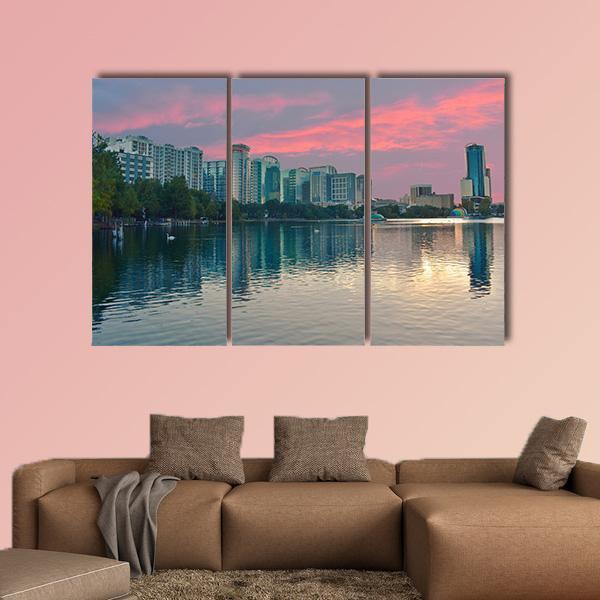Lake Eola Park Florida Canvas Wall Art-3 Horizontal-Gallery Wrap-25" x 16"-Tiaracle