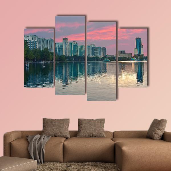 Lake Eola Park Florida Canvas Wall Art-4 Pop-Gallery Wrap-50" x 32"-Tiaracle