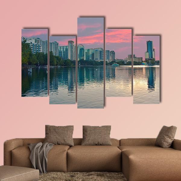 Lake Eola Park Florida Canvas Wall Art-5 Pop-Gallery Wrap-47" x 32"-Tiaracle