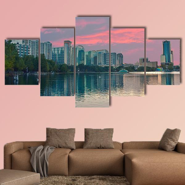 Lake Eola Park Florida Canvas Wall Art-5 Star-Gallery Wrap-62" x 32"-Tiaracle
