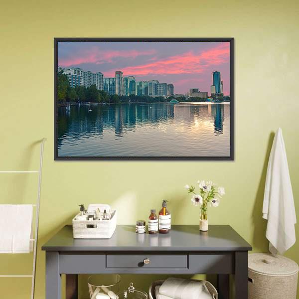 Lake Eola Park Florida Canvas Wall Art-1 Piece-Floating Frame-24" x 16"-Tiaracle