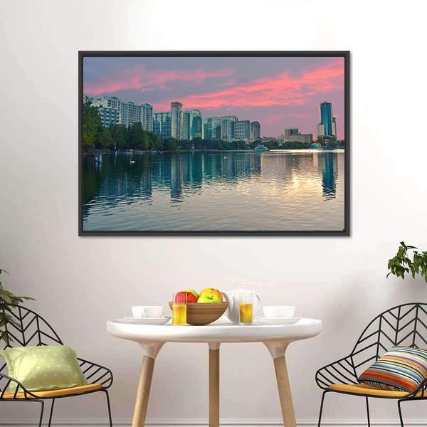 Lake Eola Park Florida Canvas Wall Art-3 Horizontal-Gallery Wrap-25" x 16"-Tiaracle