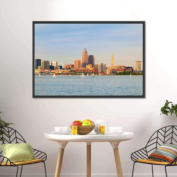 Lake Erie Ohio Canvas Wall Art-1 Piece-Floating Frame-24" x 16"-Tiaracle