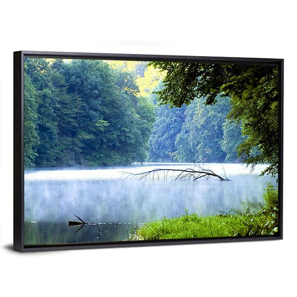 Lake Forest In Morning Canvas Wall Art-3 Horizontal-Gallery Wrap-25" x 16"-Tiaracle